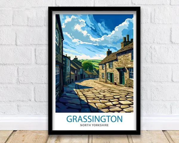 Grassington Yorkshire Travel Poster, English Village