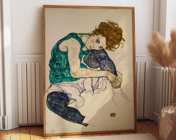 Seated Woman By Egon Schiele, Modern Art Print