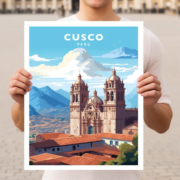 Cusco Peru Travel Poster, South American City Art