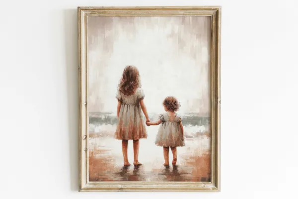 Vintage Sister Painting Sisterhood Art Print