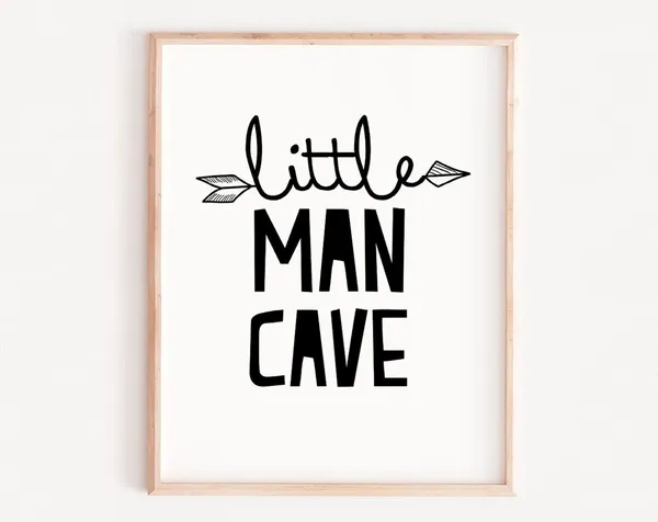 Little Man Cave Boys Room Typography Art Print