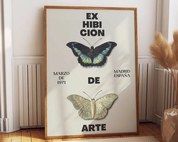 Butterflies 1971 Madrid Espana Exhibition Travel Poster