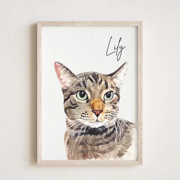Watercolor Cat Pet Portrait Memorial Art Print
