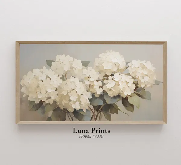Hydrangea Painting Art Print, Muted Floral Spring