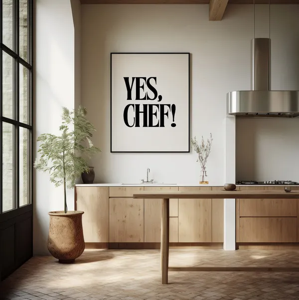 Yes Chef Kitchen Quote Art Print, Housewarming Decor