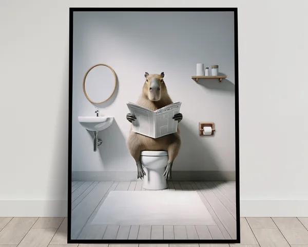 Capybara Reading the Newspaper, Funny Bathroom Poster