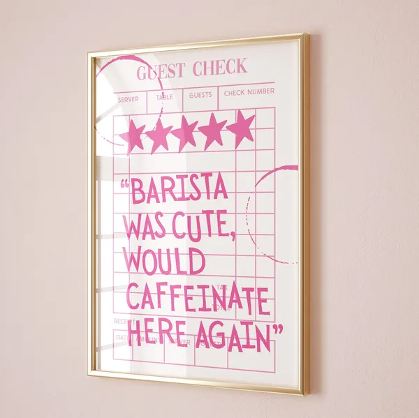 Guest Check Coffee Poster, Cute Apartment Decor