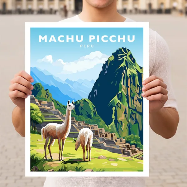 Machu Picchu Peru Travel Poster, Wall Art Print