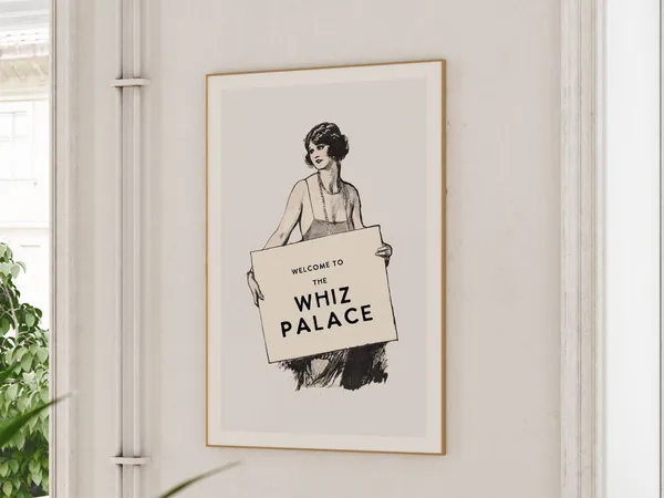 Whiz Palace Bathroom Humor Poster Print