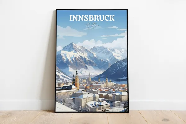 Winter In Innsbruck Art Print, Winter Travel Poster