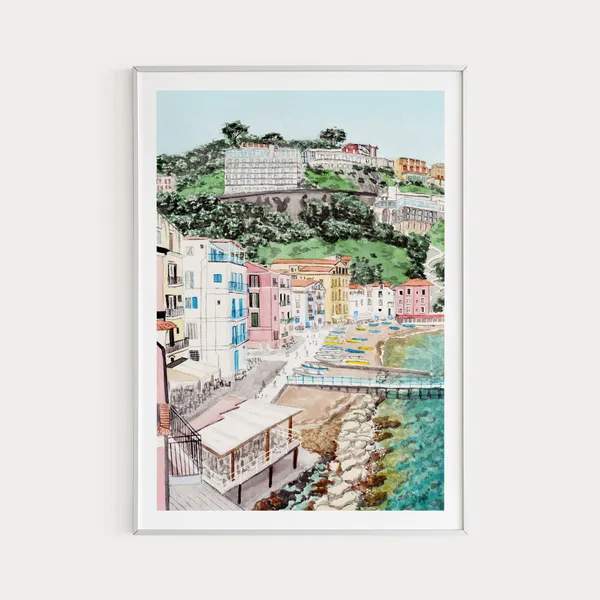 Sorrento, Italy Watercolor Amalfi Coast Art Print