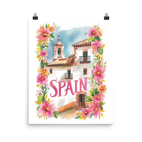 Spain Watercolor Travel Poster, Iberian Decor