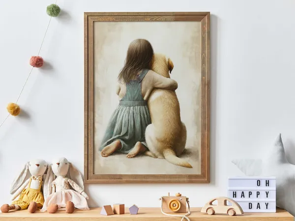 Yellow Labrador Retriever Nursery Art Print, Girl Dog
