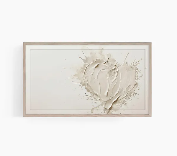 Valentine Hearts TV Art, Neutral Impasto Heart Print