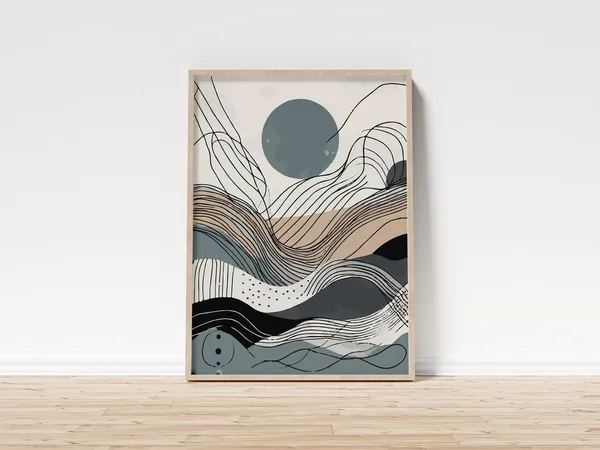 Modern Mid-Century Sun And Mountains Poster