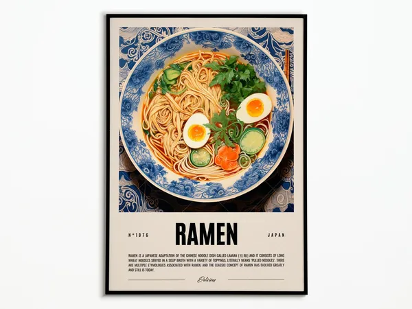 Vintage Ramen Kitchen Recipe Poster Art Print