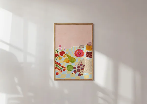 Colorful Fruit Kitchen Art Print, Whimsical Still Life