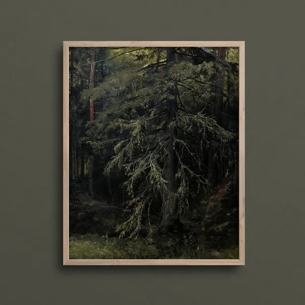 Withering Pine Moody Forest, Dark Forest Art Print