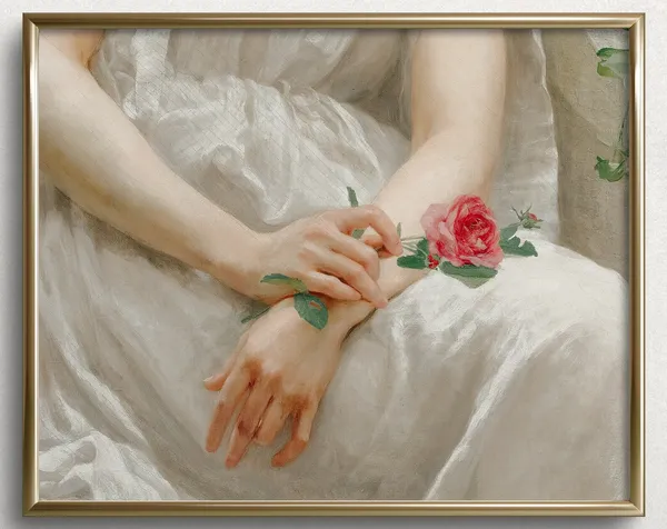French Rose Vintage Rose Art Print, Light Academia