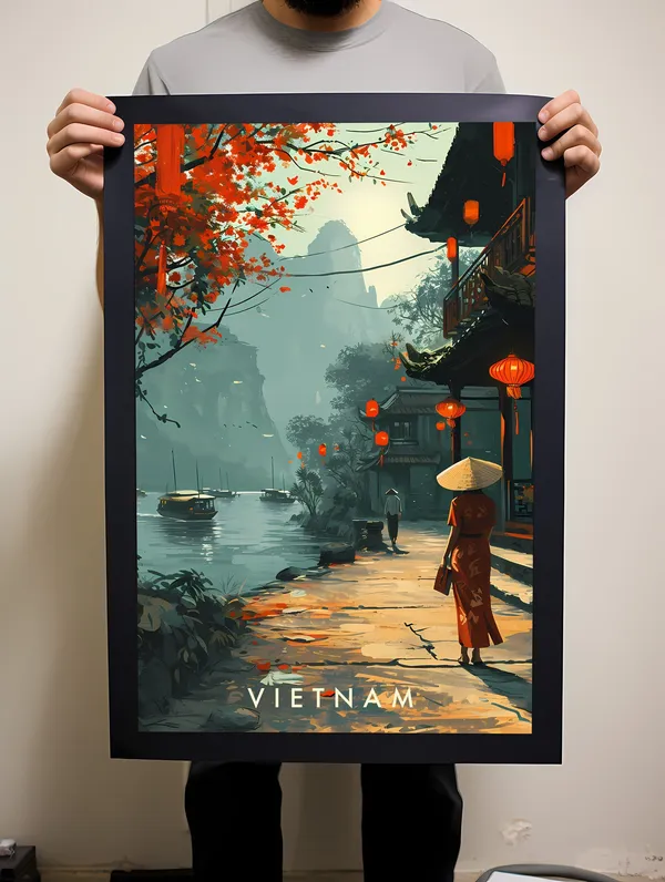 Vietnam Travel Poster, Asia Wall Art Print