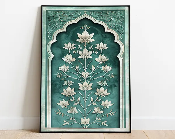 Vintage Indian Inlay Work Floral Art Print