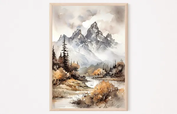 Grand Tetons National Park Mountain Landscape Art Print