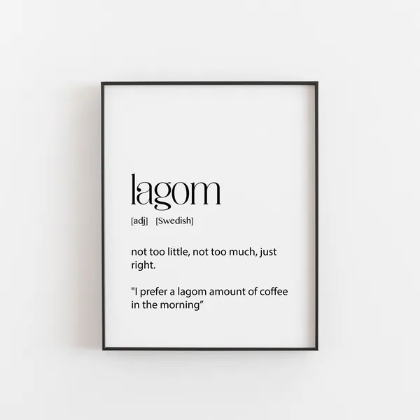 Lagom Definition Minimalist Scandinavian Art Print