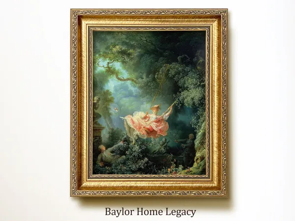 Woman on a Swing, 18th Century Oil Painting Print