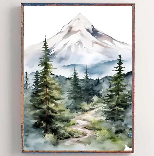 Mount Hood Mountain Forest Travel Poster