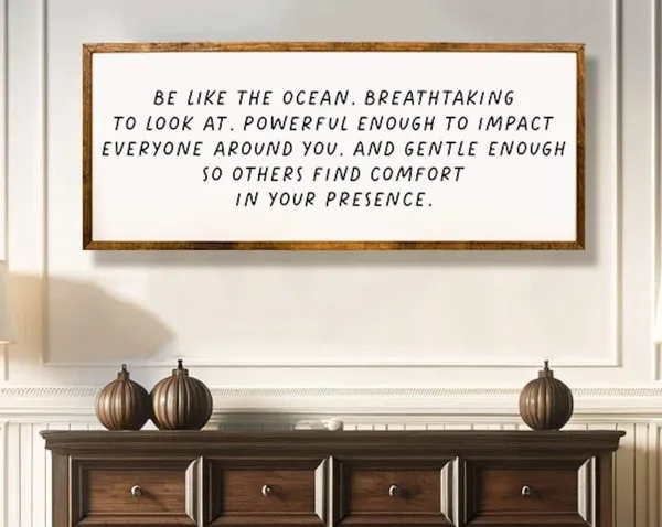 Be Like The Ocean Sign, Coastal Surf Wall Art Print