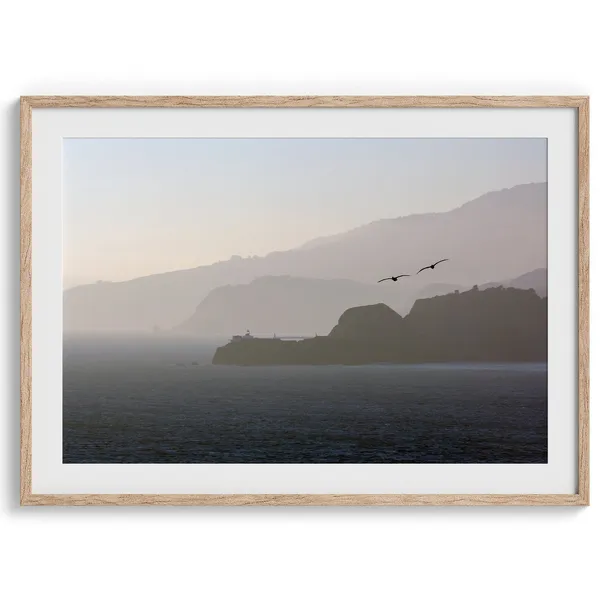 California Coastal Ocean Travel Poster, West Coast Seascape
