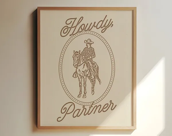 Howdy Partner Vintage Minimalist Western Art Print