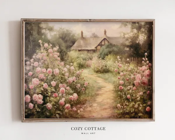 English Rose Garden Vintage Style Wall Art Print