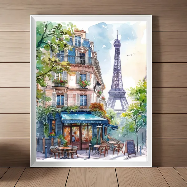 Eiffel Tower Watercolor Paris Travel Art Print