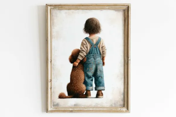 Brown Poodle Print, Girls Nursery Decor Art Print
