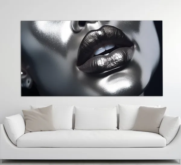 Metallic Lips Fashion Wall Art, Makeup Studio Print