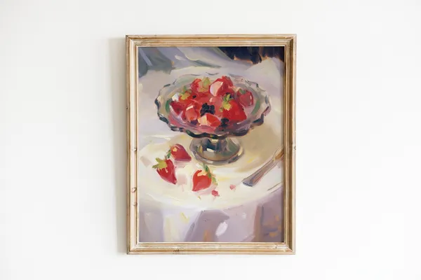Strawberry Aesthetic Apartment Art Print, Coquette Decor