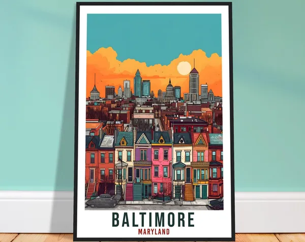 Baltimore Travel Poster, Maryland Home Decoration