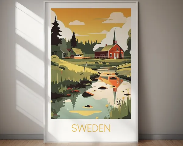 Sweden Travel Poster Art Print, Europe Wall Decor