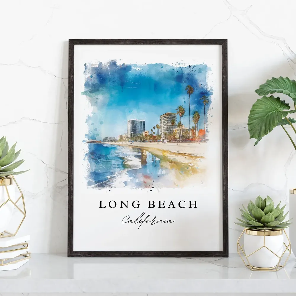 Long Beach Los Angeles Custom Text Travel Poster - Image 3