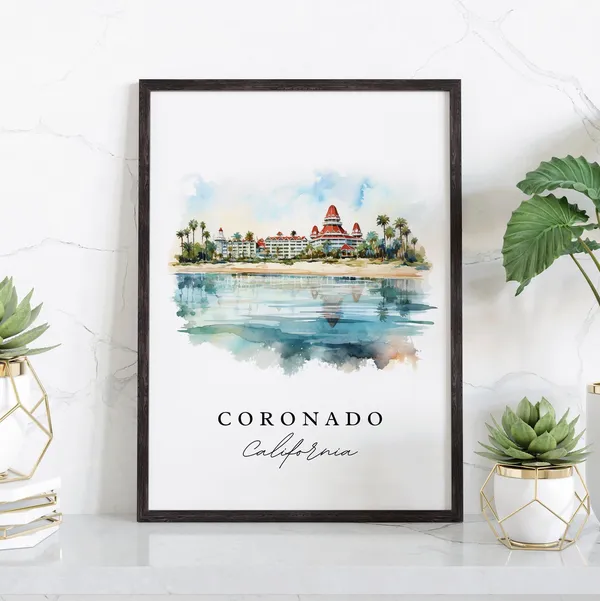 Coronado CA Custom Text Poster Print, Travel Art