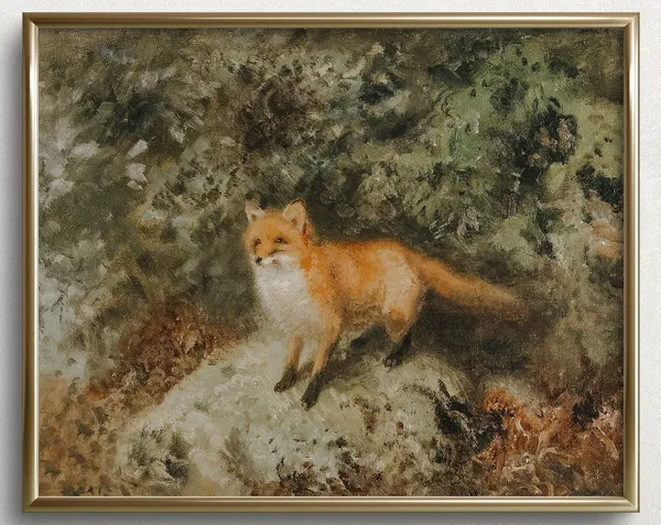 Little Fox Friend, Cottagecore Spring Wall Art Print