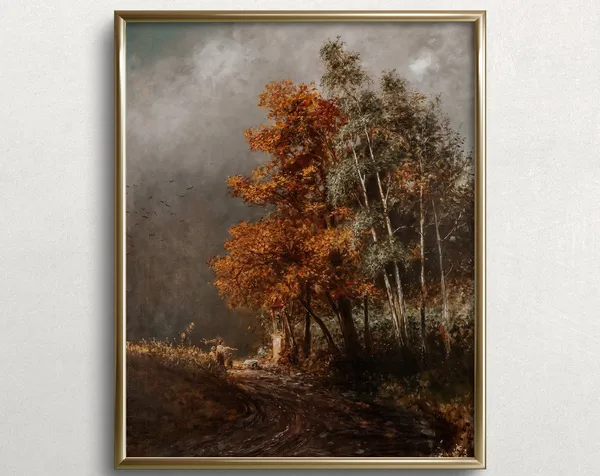 Autumn Trees Vintage Oil Painting Art Print