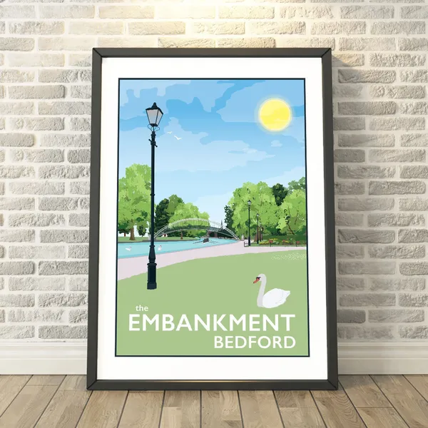 The Embankment Bedford Travel Poster, Memory Print