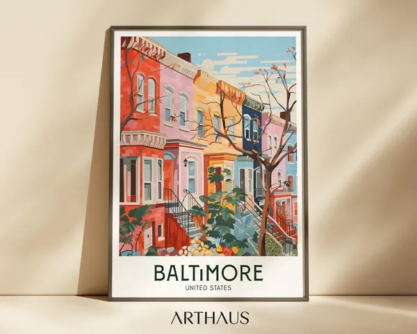 Baltimore Retro Travel Poster, Maryland Art Print