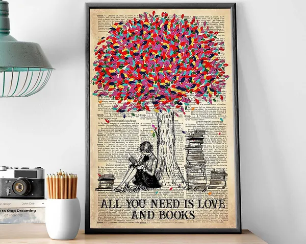 Girl Reading Book, All You Need Is Love and Books Poster