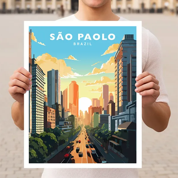 Sao Paulo Travel Poster, Brazil City Art Print