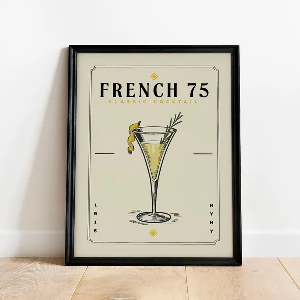 French 75 Cocktail Vintage Wall Art Print