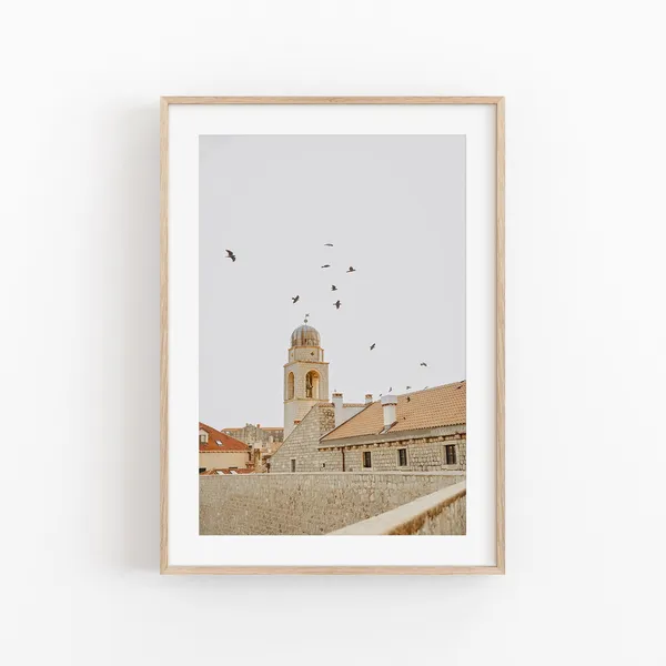 Croatia Travel Poster, Dubrovnik and Zagreb