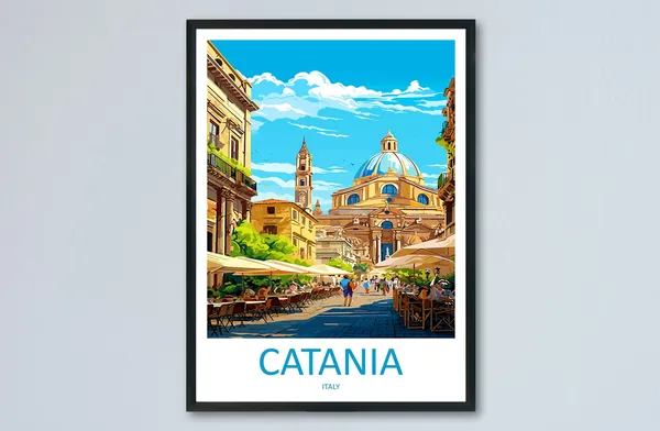 Catania Italy Travel Poster, Europe Wall Art